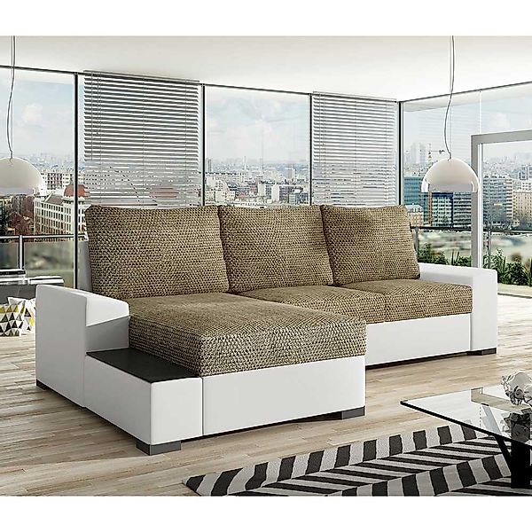 Ecksofa Sofa in Weiß und Beige günstig online kaufen