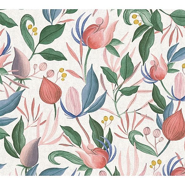 AS Creation Vliestapete Knospen 10,05 x 0,53 m Rosa-Grün FSC® günstig online kaufen