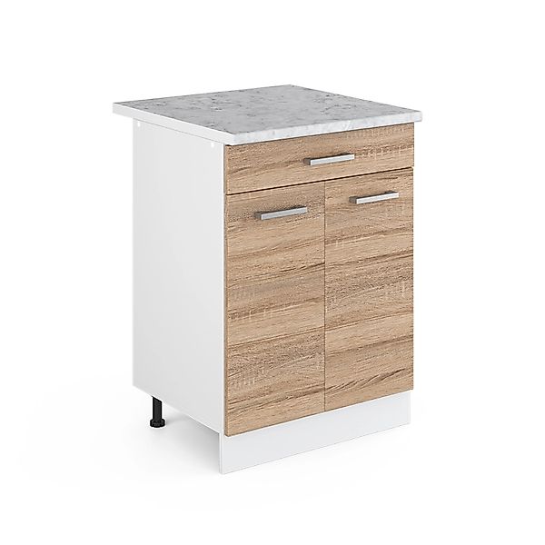 Vicco Küchenunterschrank R-Line Sonoma 60 cm mit Schublade AP Marmor günstig online kaufen