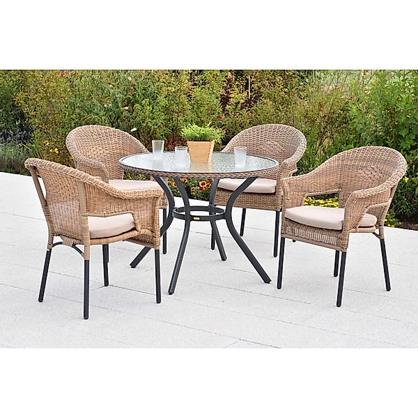 Ravenna 9tlg./NatSessel/Kisrund 100cm günstig online kaufen