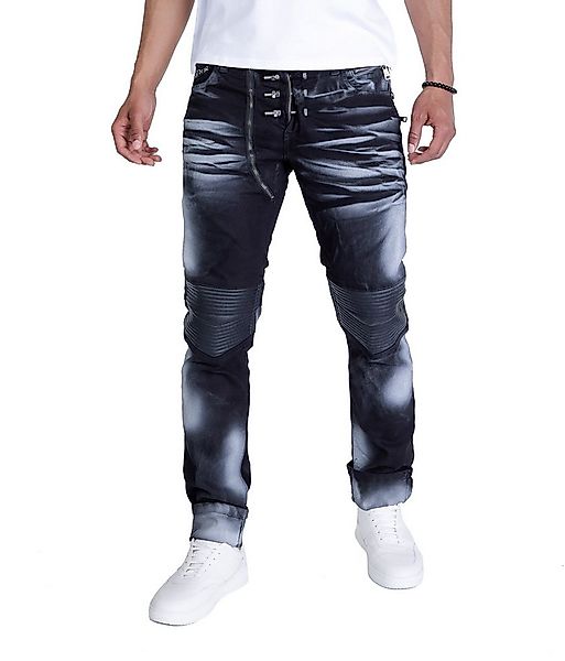 KINGZ Slim-fit-Jeans Herren Designer Schraubenjeans im Batik-Look Batik Was günstig online kaufen