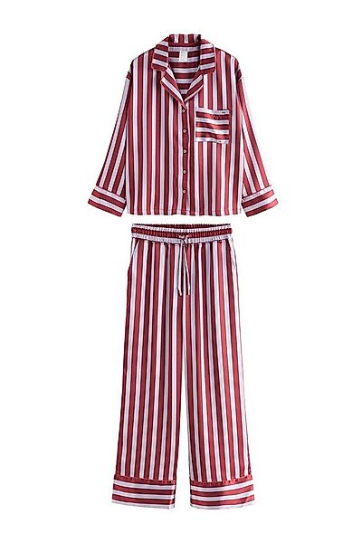 Next Pyjama Gestreifter Pyjama mit durchgehender Knopfleiste (2 tlg) günstig online kaufen