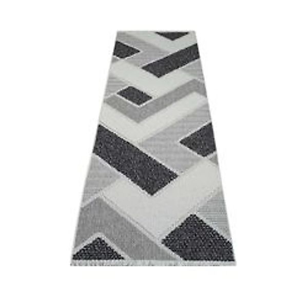 payé Teppich Linda 77 Kurzflor 80x300 cm Grau Geo-Muster günstig online kaufen