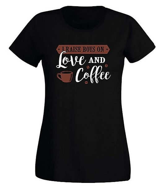 G-graphics T-Shirt Damen T-Shirt - I raise boys on love and coffee mit tren günstig online kaufen