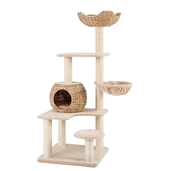 COSTWAY Kratzbaum, mit Katzenhöhle, Hängematte, Kissen, günstig online kaufen