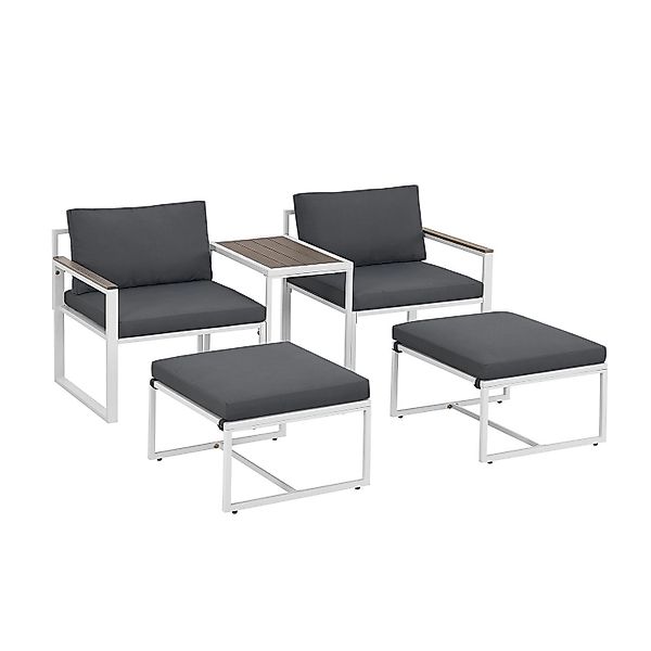 Juskys Sofa Set Gartenmöbel Bari mit Bezügen in Dunkelgrau günstig online kaufen