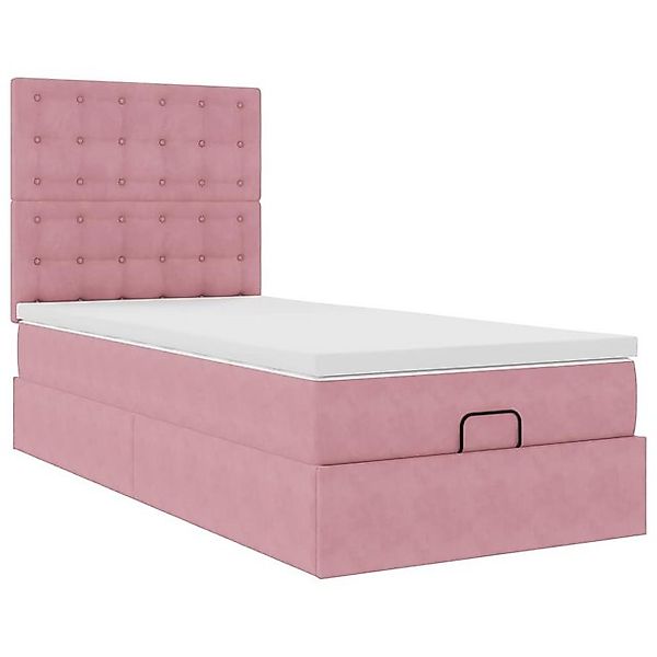 vidaXL Bett Ottoman-Bett mit Matratzen & LEDs Rosa 90x190 cm Samt günstig online kaufen