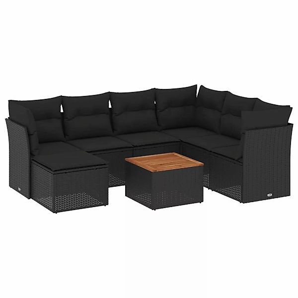 vidaXL 8-tlg Garten-Sofagarnitur mit Kissen Schwarz Poly Rattan Modell 143 günstig online kaufen