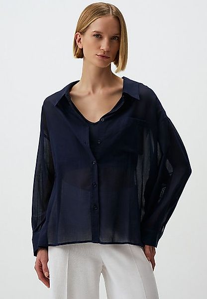 Jimmy Key Shirtbluse Langärmeliges einfarbiges Baumwoll-Voile-Shirt günstig online kaufen