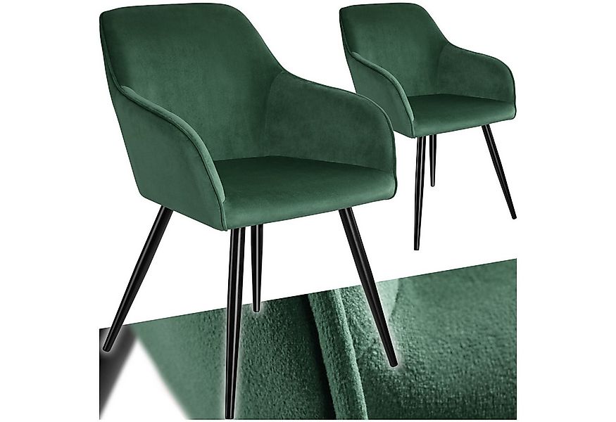 tectake Esszimmerstuhl Küchenstuhl Marilyn Samtoptik, schwarze Stuhlbeine ( günstig online kaufen