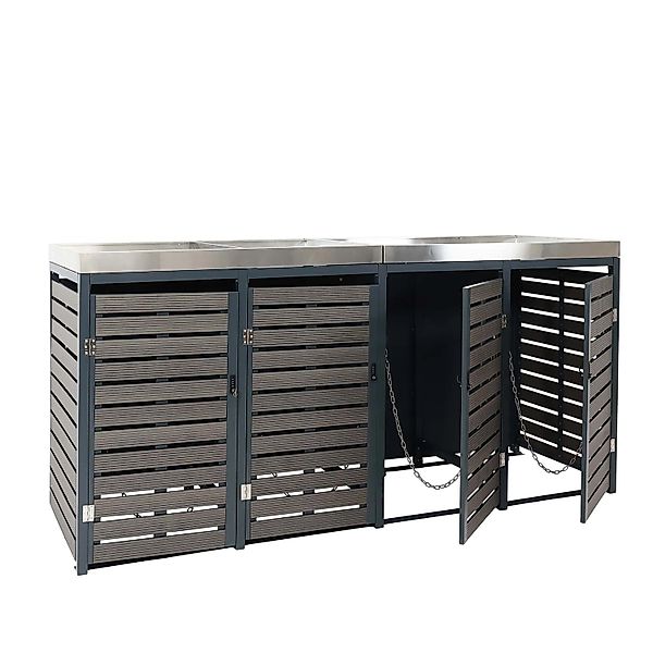 Proregal 4er Mülltonnenverkleidung Mit Pflanzkasten HxBxT 124x265x84 cm Ant günstig online kaufen