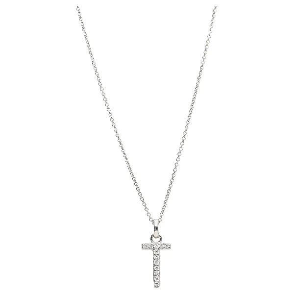Smart Jewel Kette mit Anhänger "Buchstabe T mit Zirkonia Steine, Silber 925 günstig online kaufen