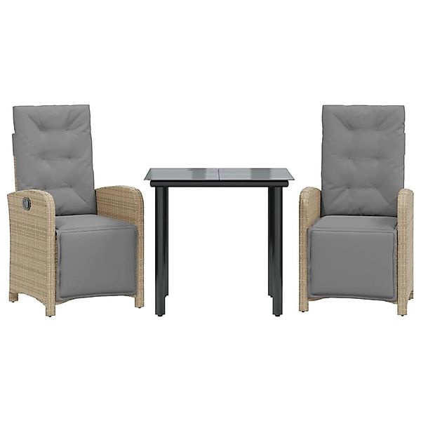 vidaXL 3-Tlg Bistro-Set mit Kissen Beige Poly Rattan 3212591 günstig online kaufen