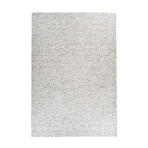 MeGusta Flachflor Teppich PatchworkDesign Weiß - Silber Leder 120x170 cm Te günstig online kaufen