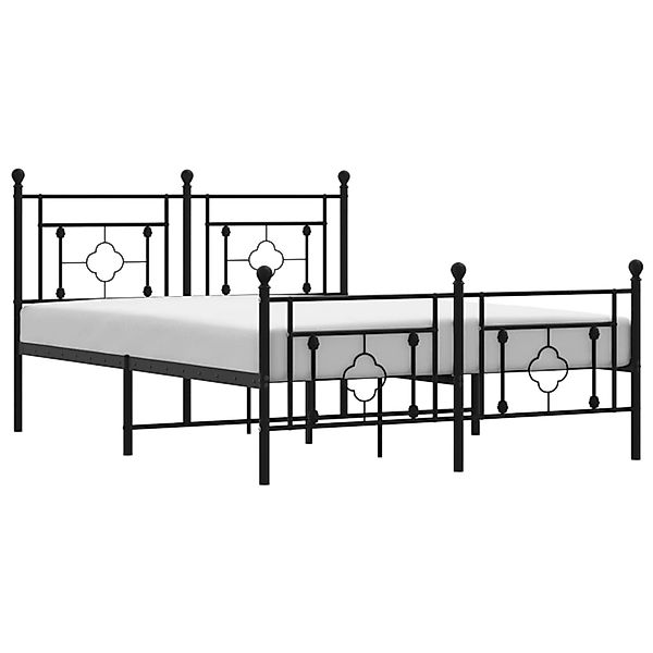 vidaXL Bettgestell, Bettrahmen mit Kopf- und Fußteil Metall Schwarz 140x190 günstig online kaufen