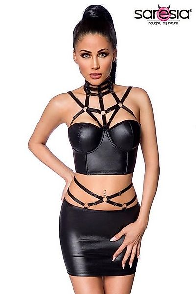 Saresia Set: Bügel-BH Wetlook-Reizwäsche mit Minirock günstig online kaufen
