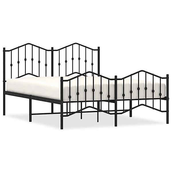 vidaXL Bettgestell, Bettrahmen mit Kopf- und Fußteil Metall Schwarz 140x190 günstig online kaufen