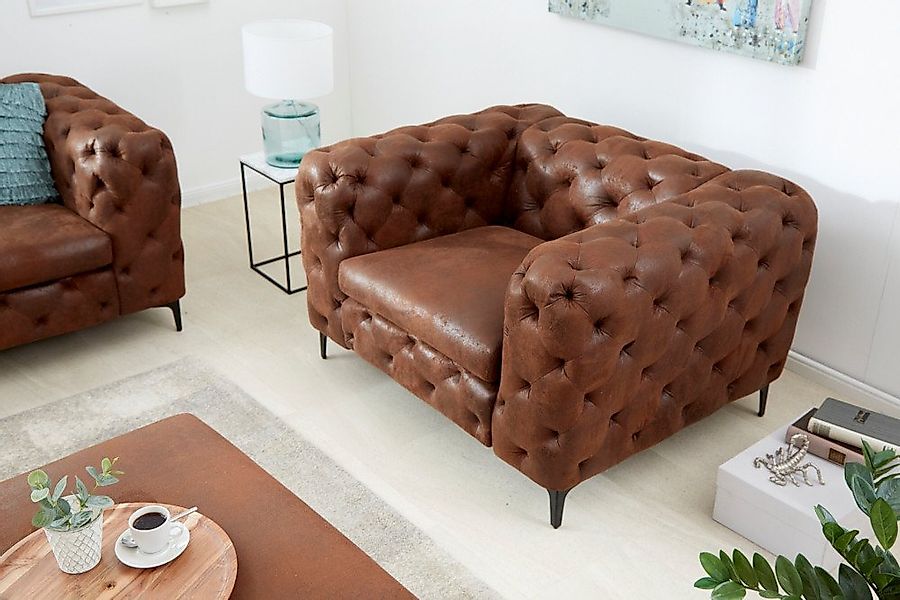 riess-ambiente Chesterfield-Sessel MODERN BAROCK 120cm antik braun · Microf günstig online kaufen