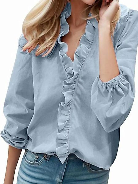 FIDDY T-Shirt Damen Langarm V Ausschnitt T Shirt Bedrucken Pullover Sweatsh günstig online kaufen