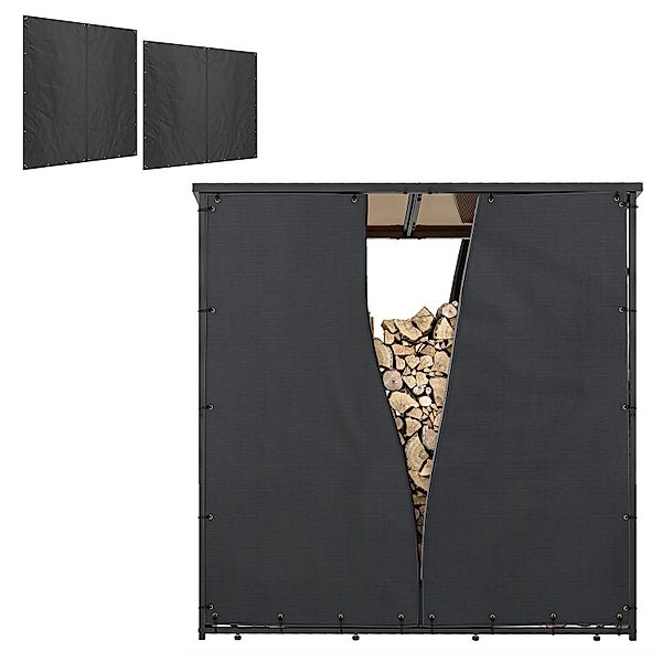 Outsunny Kaminholzregal Abdeckung Brennholzregalabdeckung Polyester Schwarz günstig online kaufen