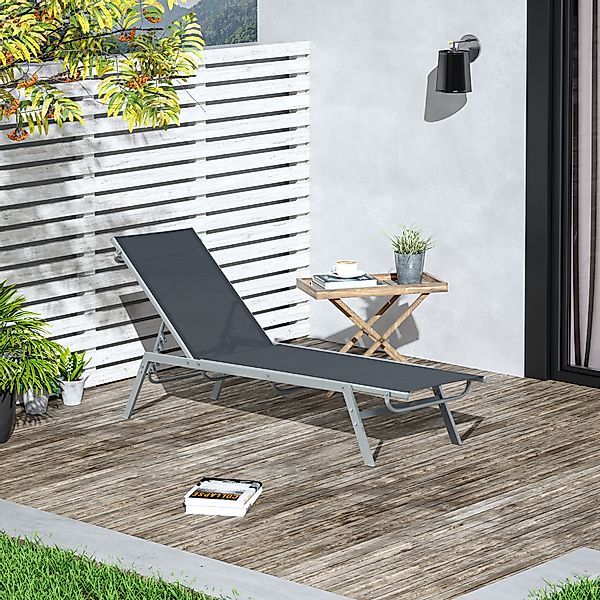 Outsunny Garten-Sonnenliege Relaxliege mit 5-stufiger Rückenlehne, Metall S günstig online kaufen