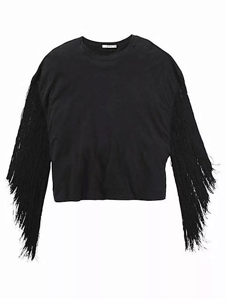Replay Rundhalsshirt Replay Damen Marken-Fransenshirt, schwarz günstig online kaufen