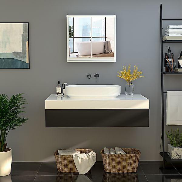 HOMCOM Spiegelschrank Badezimmerschrank Badschrank Hängeschrank Badmöbel mi günstig online kaufen