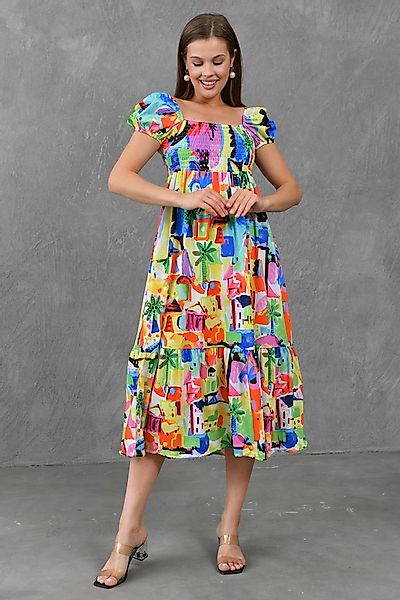 WOMAN VISION Minikleid Maxikleid aus gemustertem Stoff, mit Gipsdetails und günstig online kaufen