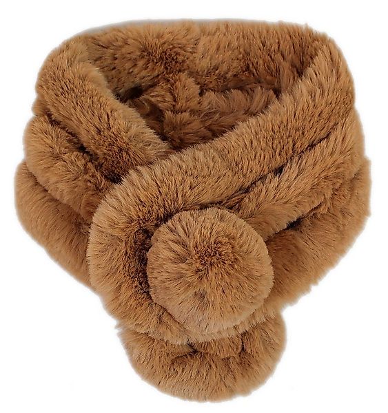 dy_mode Modeschal Damen Kunstfell-Schal mit Bommel flauschiger Winter Krage günstig online kaufen