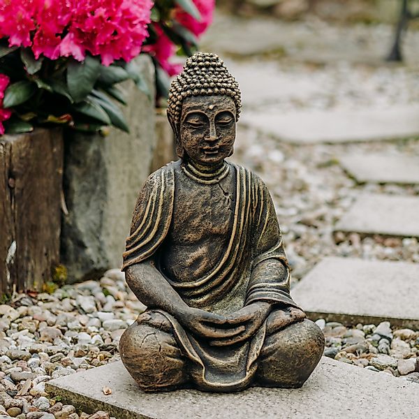 gartendekoparadies.de Gartenfigur Buddha Statue, Steinfigur, H. günstig online kaufen