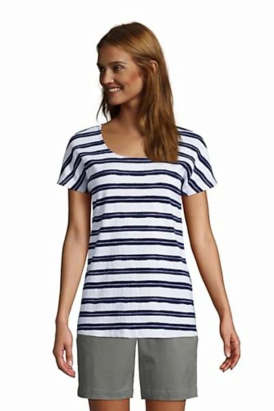 Shirt aus Jacquard-Jersey, Damen, Größe: L Normal, Weiß, by Lands' End, Wei günstig online kaufen