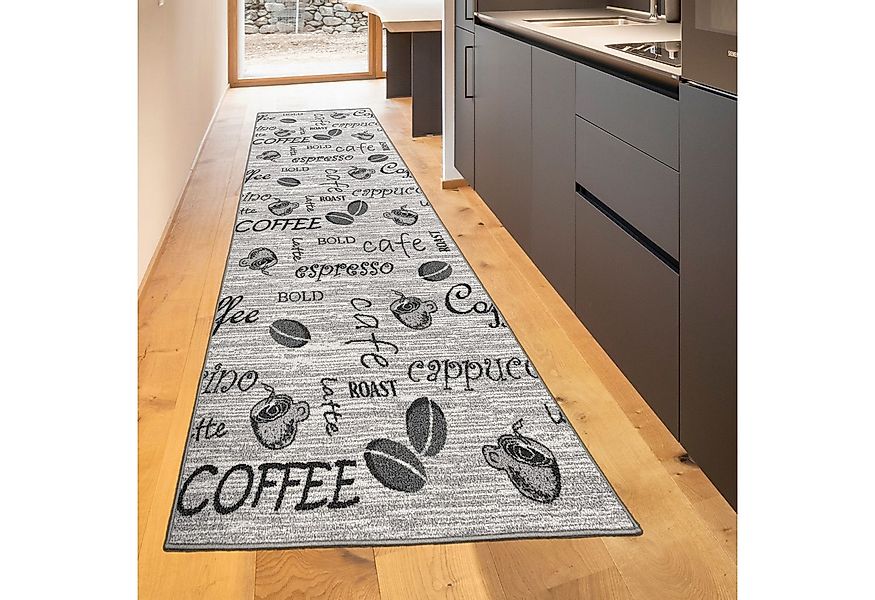 TeppichHome24 Teppich Eleganter Läufer mit Coffee-Motiv – Rutschfester Tepp günstig online kaufen