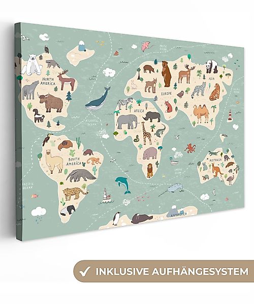 OneMillionCanvasses® Leinwandbild Erde - Weltkarte Kinder günstig online kaufen