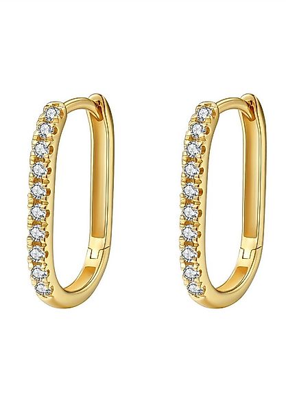 Dear Me Paar Creolen Geo Viereck, 585 Gold mit Zirkonia, Echtgold Schmuck, günstig online kaufen