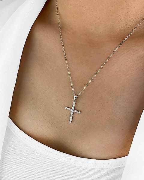 DANIEL CLIFFORD Kreuzkette 'Christabel' Damen Halskette Silber 925 Kreuz-An günstig online kaufen