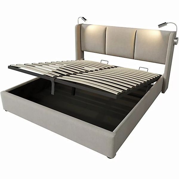 Welikera Polsterbett Doppelbett Stauraum Bettkasten mit USB Ladefunktion,Ko günstig online kaufen