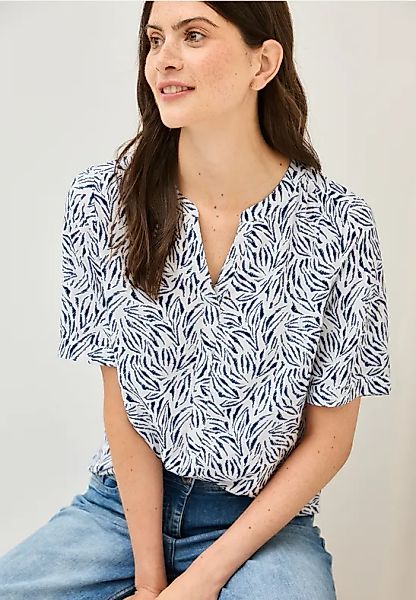 Gemusterte Split Neck Bluse günstig online kaufen