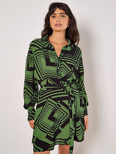 Apricot Druckkleid Graphic Squares Hemdkleid, (2-tlg., günstig online kaufen