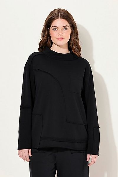 Ulla Popken Sweatshirt Sweatshirt Regular Fit Patchoptik Stehkragen günstig online kaufen