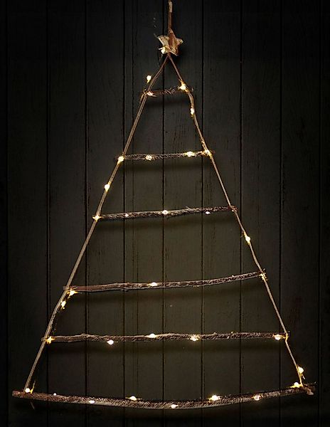 Spetebo LED Dekofigur Holzbaum hängend mit Lichterkette 40 LED, An / Aus, L günstig online kaufen