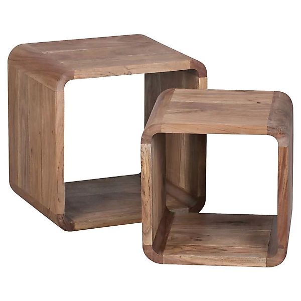2er Set Satztisch BOHA Massivholz Design Couchtisch Akazie 2 Tische | Würfe günstig online kaufen