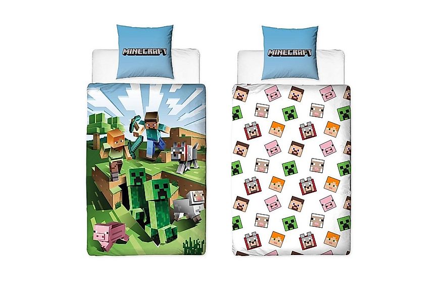 Familando Kinderbettwäsche Minecraft "Battle" 135x200 + 80x80 cm aus 100% B günstig online kaufen
