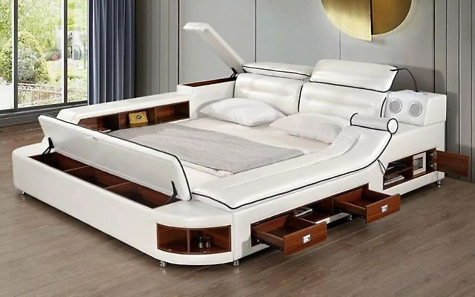JVmoebel Bett Design Leder Betten Hotel Doppel Ablage Massage Liege Multifu günstig online kaufen