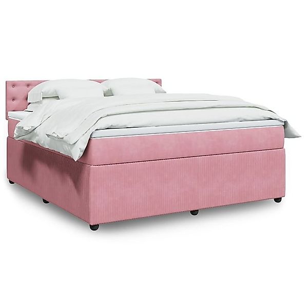 vidaXL Boxspringbett, Boxspringbett mit Matratze Rosa 180x200 cm Samt günstig online kaufen