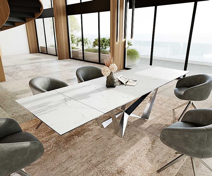 DELIFE Esstisch Edge, Keramik Laminam®Statuarietto Weiß günstig online kaufen
