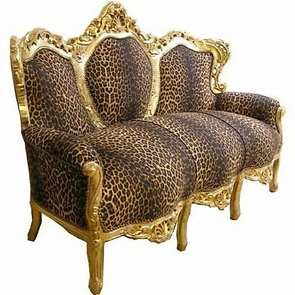 Casa Padrino Sofa Barock Sofa Garnitur "King" Leopard/Gold Cocuh Wohnzimmer günstig online kaufen