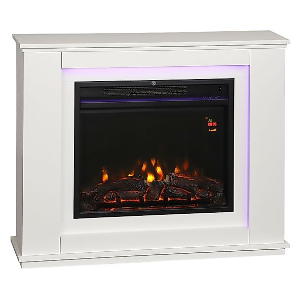 HOMCOM Elektrokamin mit Heizung, Elektrischer Kamin mit 12 Farbigen Flammen günstig online kaufen