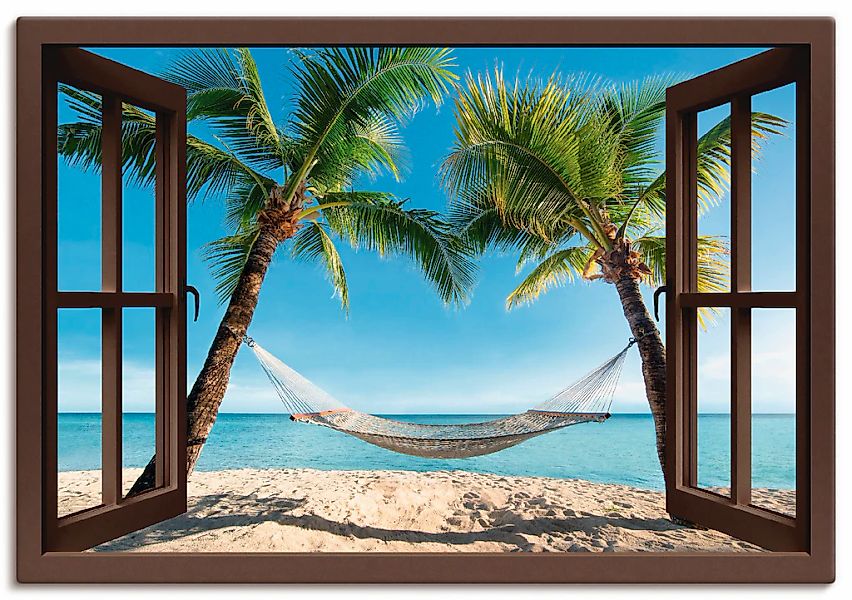 Artland Wandbild "Fensterblick Palmenstrand Karibik" Amerika 1 Stk. tlg. au günstig online kaufen
