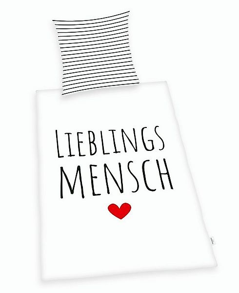 Herding Wendebettwäsche 135x200cm Lieblingsmensch Schriftzug, Microfaser, 2 günstig online kaufen