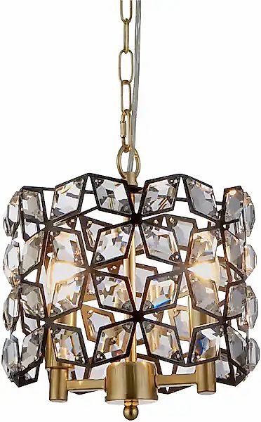 Searchlight Hängeleuchte »Iris 2Lt 25cm Round Pendant- Black Metal, Crystal günstig online kaufen